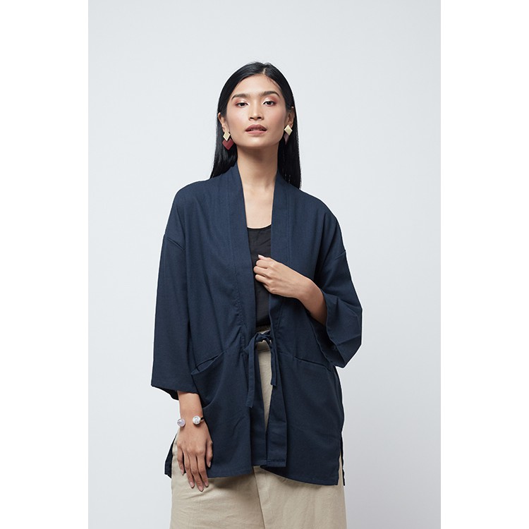 Áo Vải Lanh Màu Xanh Navy Hình Bí Ngô Donker Kana Bên Ngoài Cho Cả Nam Và Nữ