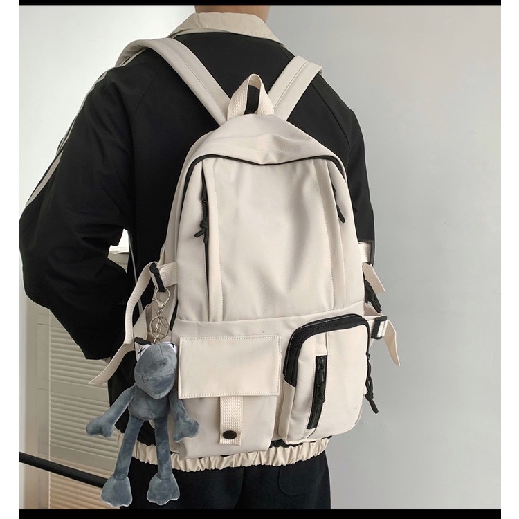 Balo nam nữ vải dù mịn ulzzang đi học thời trang nhiều ngăn đựng laptop 15.6 inch