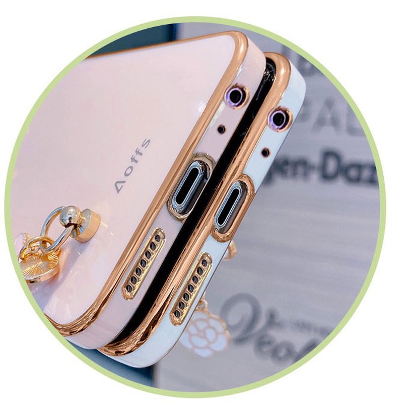 Ốp điện thoại KOOSUK mềm mạ có dây đeo tay thời trang cho Oppo a5s a7 a11k a12 f9 pro ax7 ax5s a7x