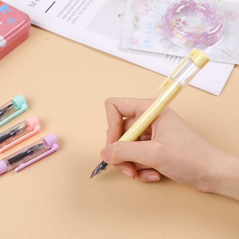 1 Bút Máy Màu Macaron Làm Từ Nhựa Với Mực Thay Thế 1pc