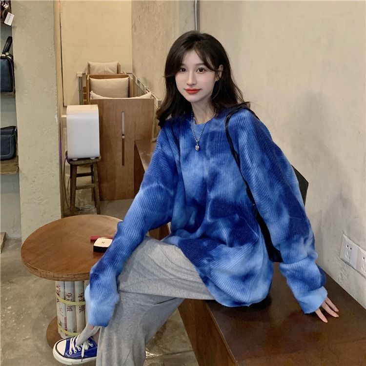 COZOK Áo sweater Tay Dài Nhuộm Màu Thời Trang Cho Nữ