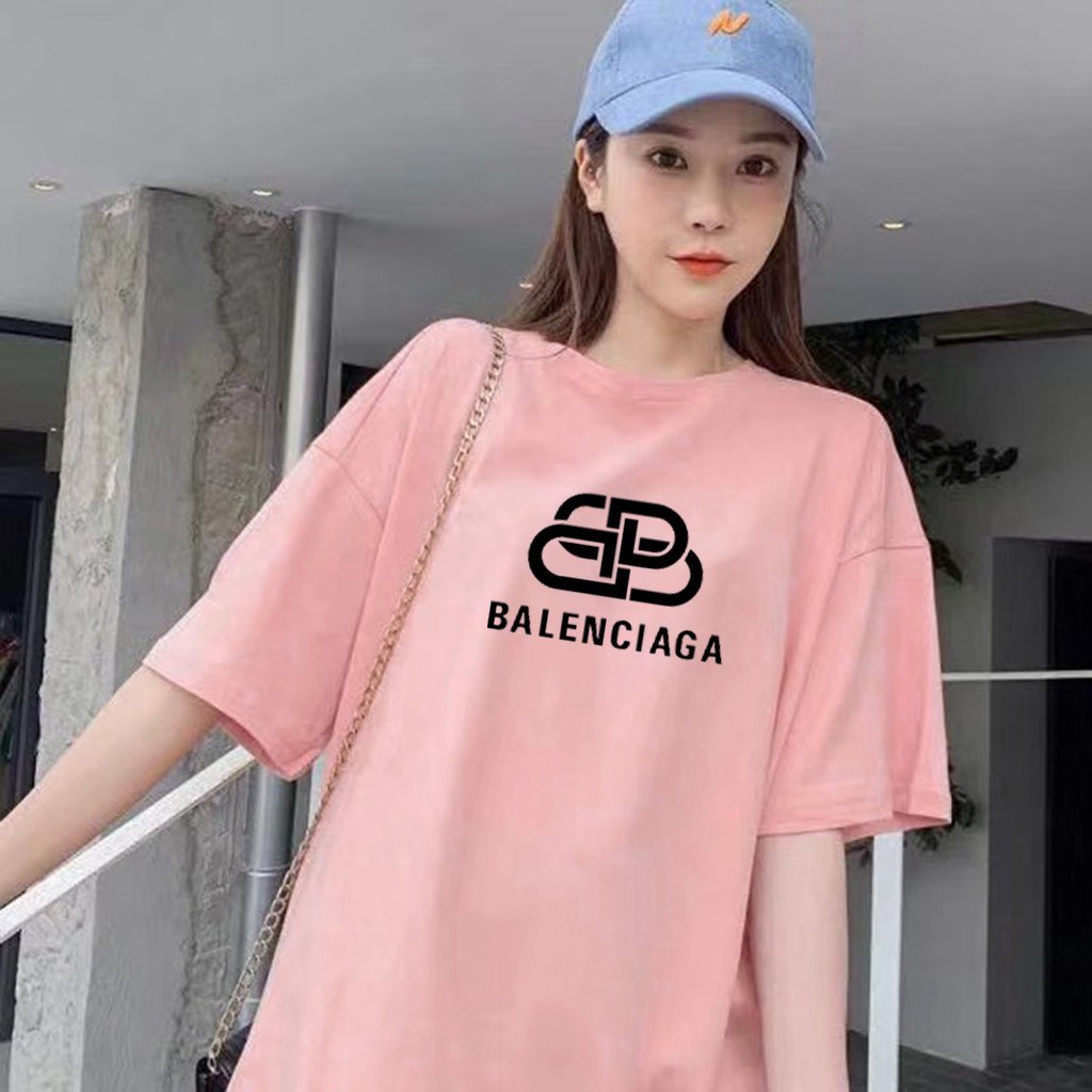 áo thun nam nữ tay lỡ in balenciaga logo vector