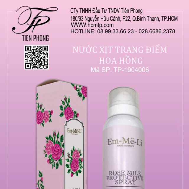 Nước xịt trang điểm hoa hồng Em-Me-Li Pháp | BigBuy360 - bigbuy360.vn
