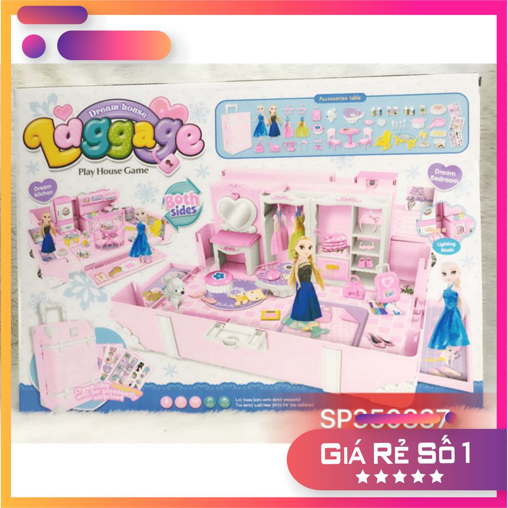 hcm- HCM- Đồ chơi Vali Dreamhouse Elsa-Anna nội thất nhà Frozen 2 búp bê , 1368-142