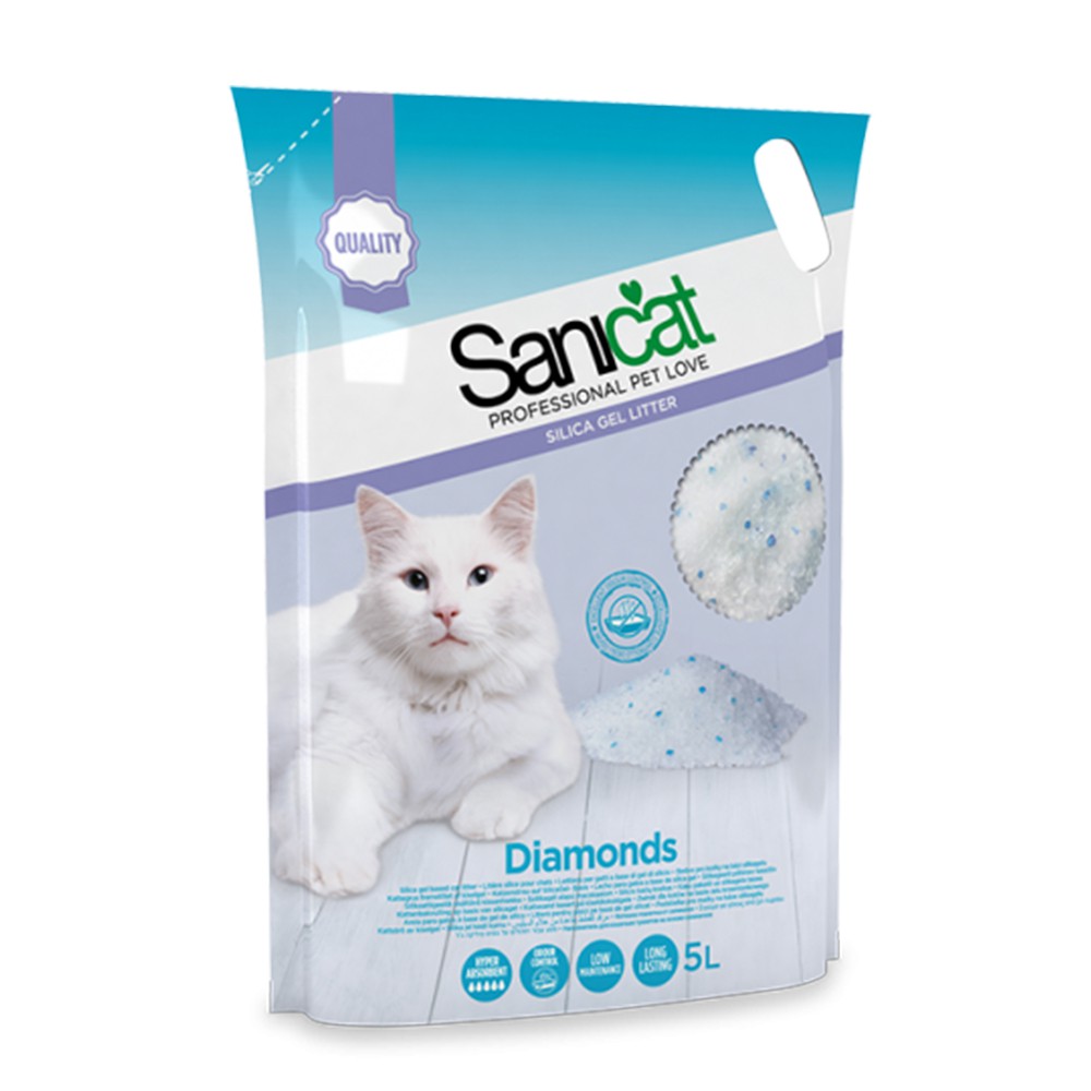 Combo 3 Cát vệ sinh thủy tinh cho mèo SaniCat Diamonds 5L không mùi