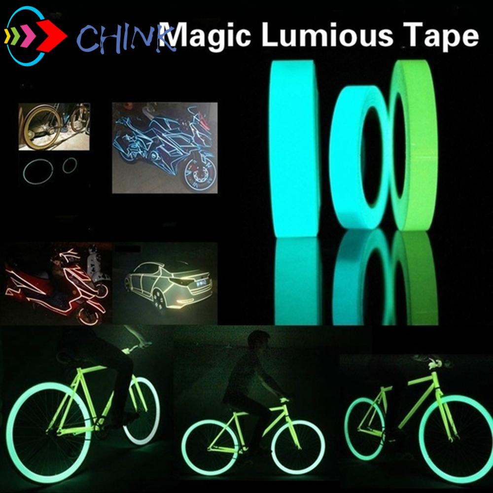 CHINK Hot Car reflective strip 5 Sizes Home Stage Decorations Luminous Tape Warning Stickers Self-adhesive Fashion Safety Sign Glow In The Dark moto safe Green Fluorescent