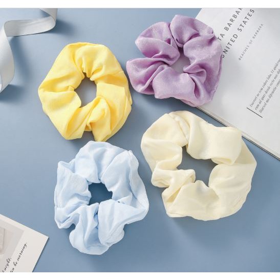 Dây buộc tóc scrunchie lụa satin màu basic