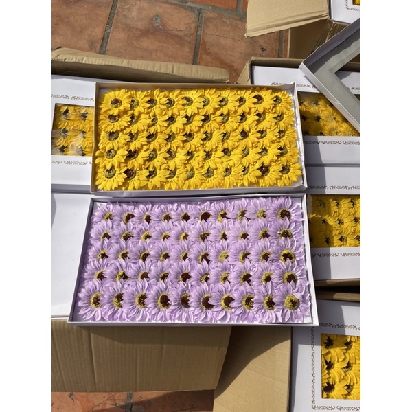 hoa hướng dương sáp 1 hộp 50 bông ( hoa cúc sáp)