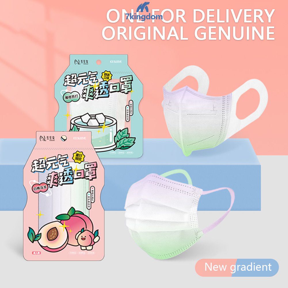 Set 10 khẩu trang hương trái cây màu gradient 3 lớp hương cam bạc hà đào