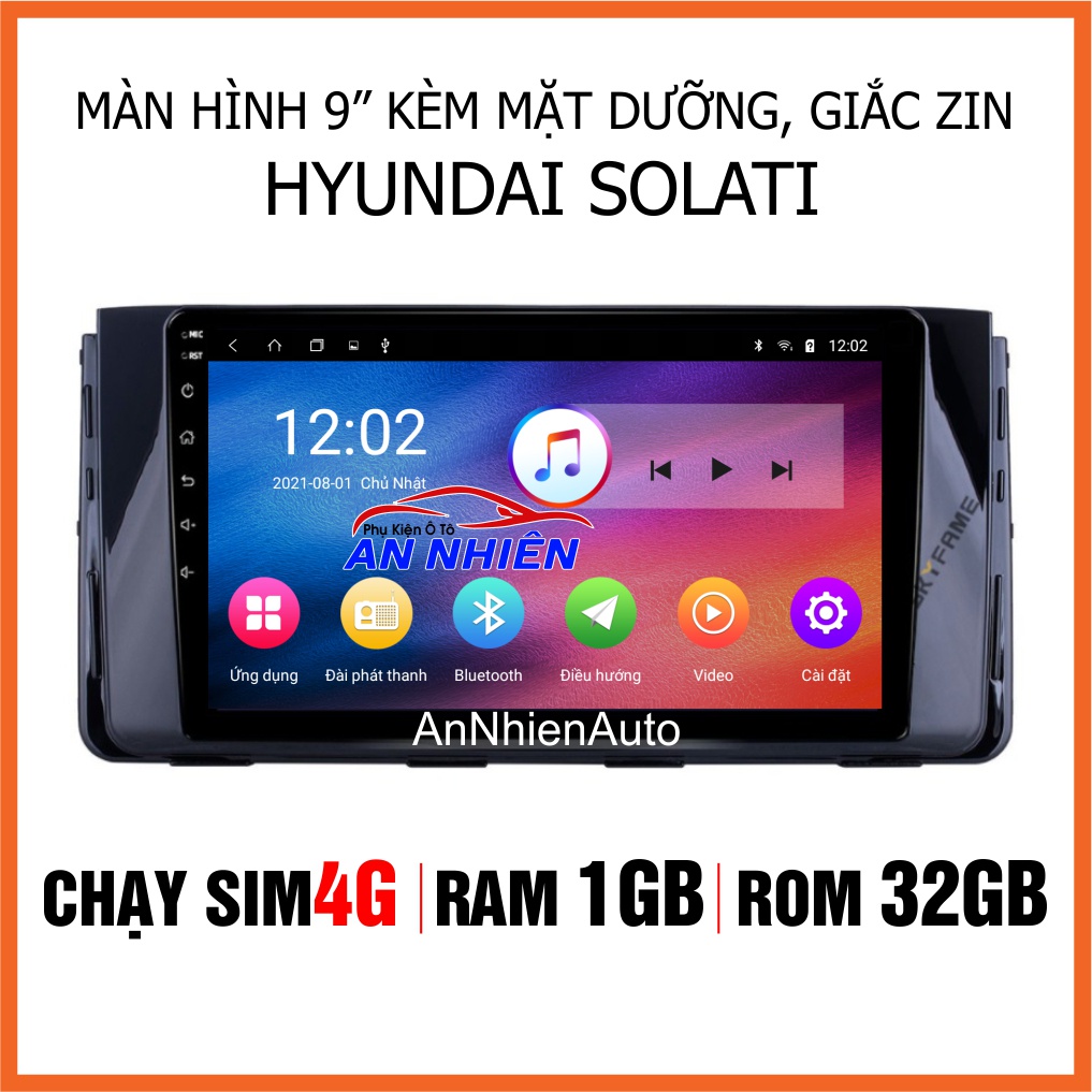 Màn Hình Android 9 inch Cho Xe SOLATI - Đầu DVD Android Kèm Mặt Dưỡng Giắc Zin HYUNDAI SOLATI - Điều Khiển Giọng Nói