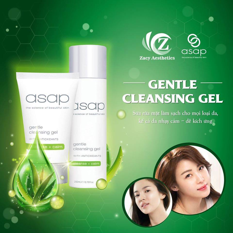 Sữa Rửa Mặt Sạch Sâu Làm Dịu Da Asap Gentle Cleasing Gel Dịu Nhẹ, Phục Hồi Da, Chống Oxy Hoá