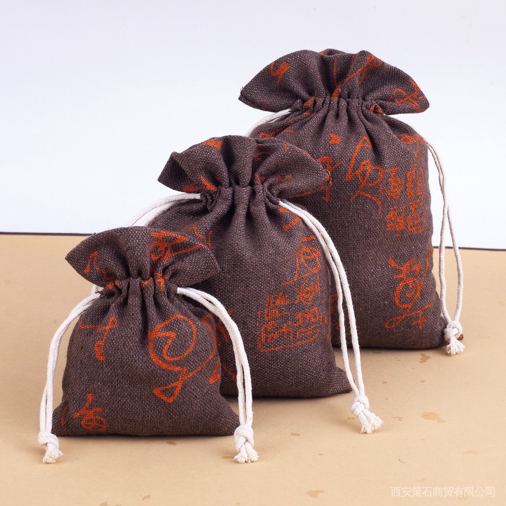 Túi cotton lanh màu trắng xanh dương có logo tùy chỉnh cho Tết Đoan Ngọ