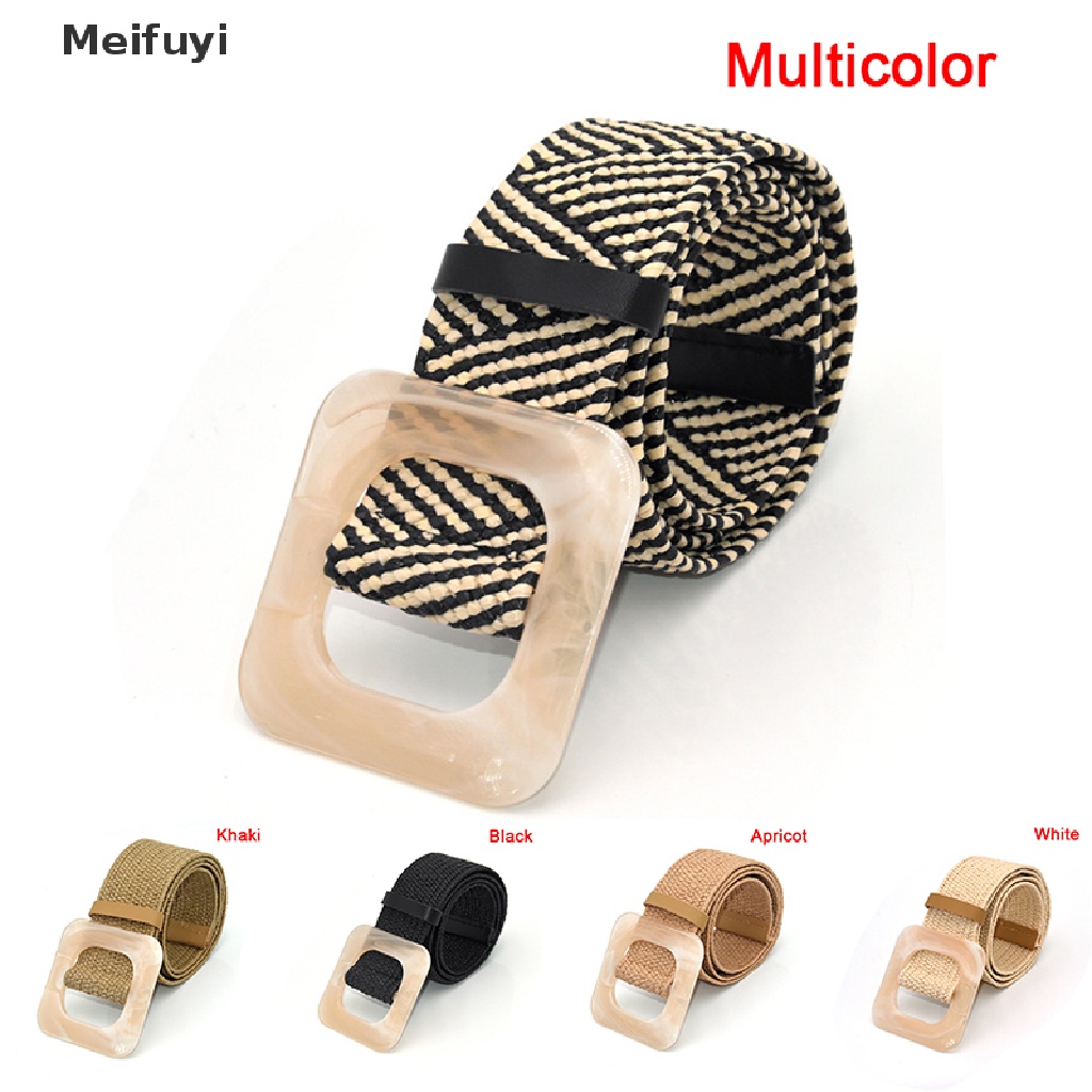 Thắt lưng bện dây khóa gỗ hình vuông phong cách Boho cổ điển VN439