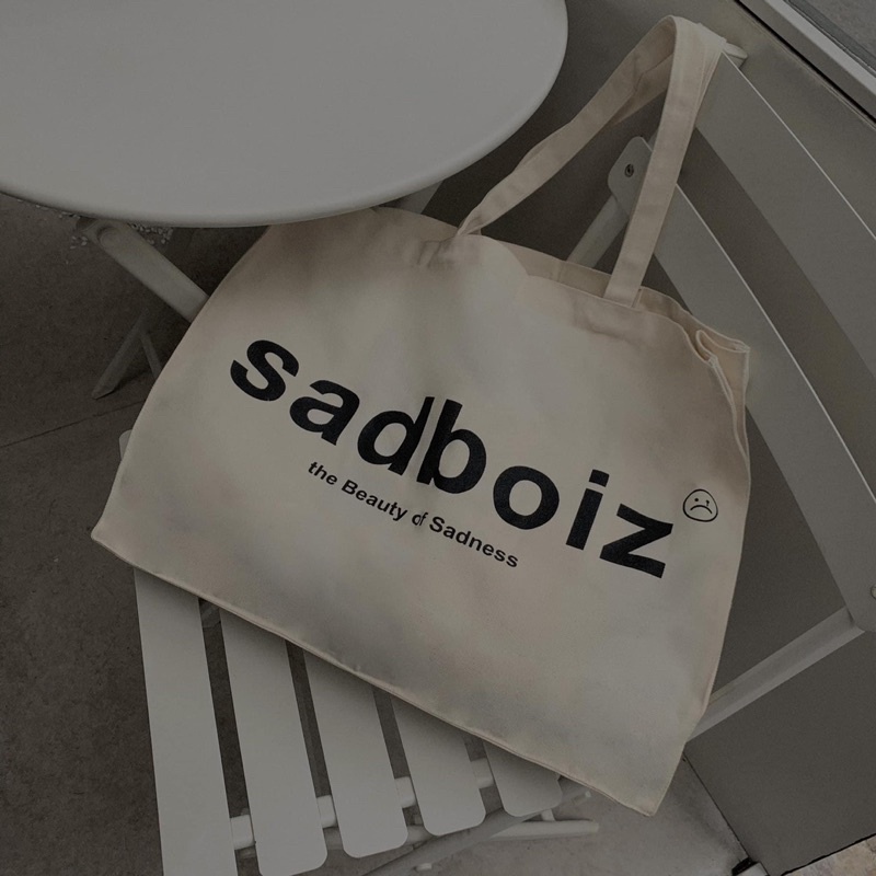 Túi tote vải đeo vai canvas SADBOIZ-white/SADBOIZAINTCRY