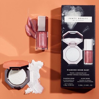 [100% AUTH] Phấn Bắt Sáng và Son Dưỡng Fenty Beauty Diamond Bomb Baby Mini Lip Gloss & Highlighter