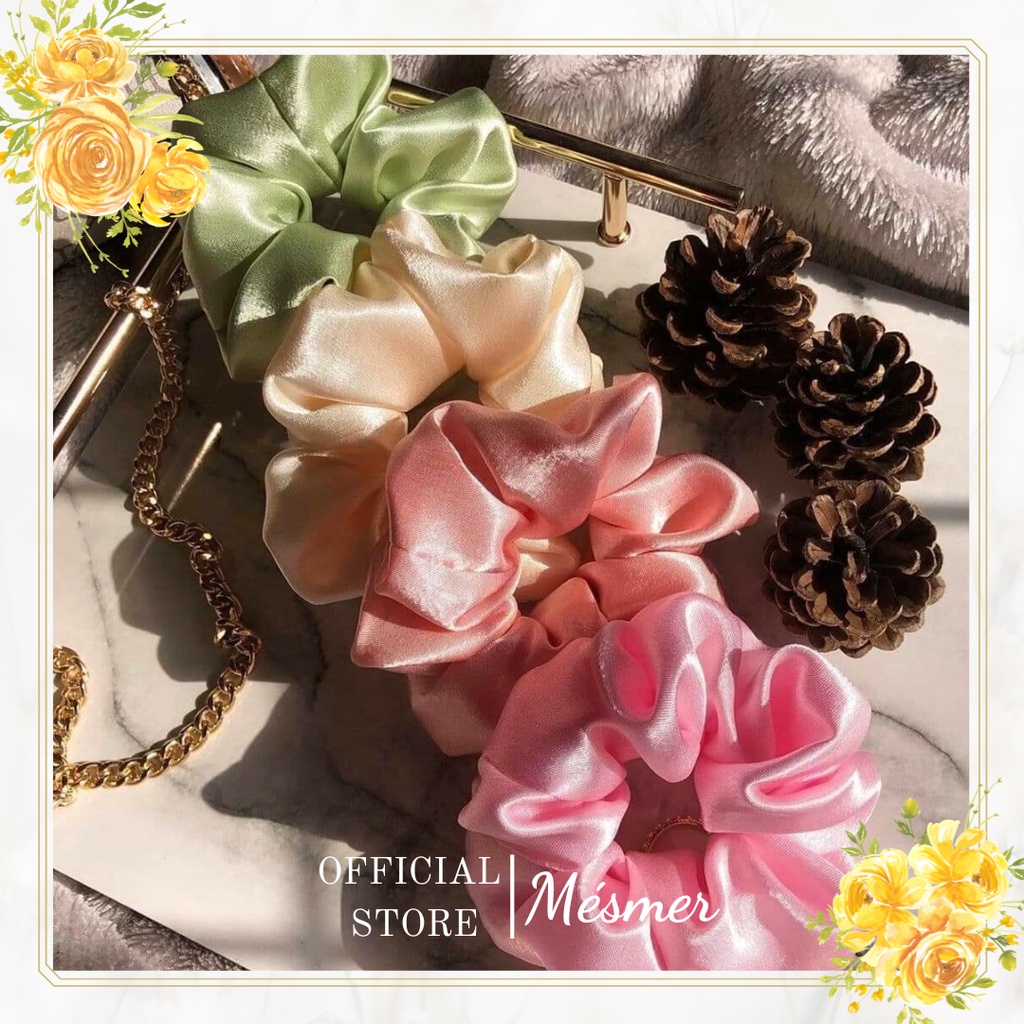Đồ Cột Tóc Scrunchies Phi Lụa Bóng Nhiều Màu Xinh Phụ Kiện Tóc Nữ Phong Cách Hàn Quốc