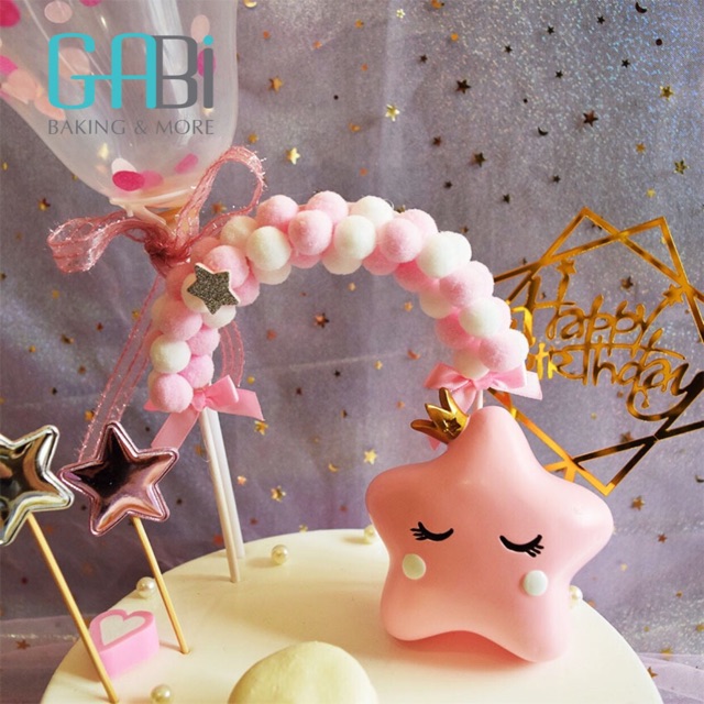 Topper cổng bông trang trí bánh