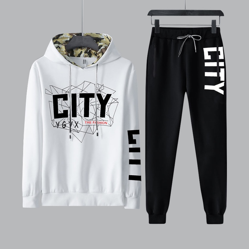 Bộ Quần Áo Hoodie Nỉ Nam Dài Tay Có Mũ Họa Tiết Chữ CITY Phong Cách Thể Thao Thời Trang XƯỞNG MAY THANH NGA MEN QA 119