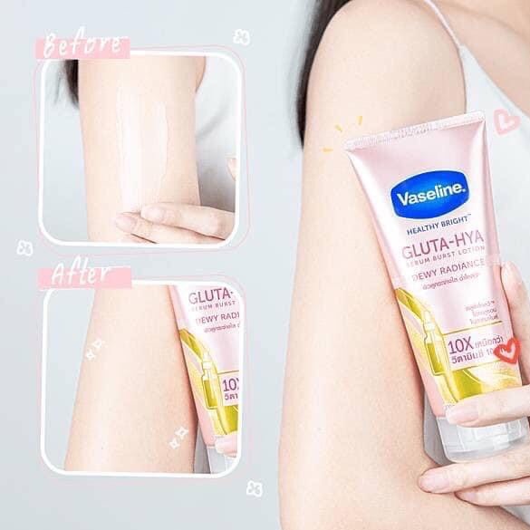 Sữa dưỡng thể trắng da, mờ thâm đều màu da Vaseline Healthy Bright Gluta-Hya Serum Burst 300ML