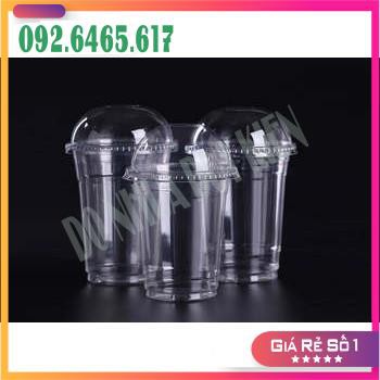 50 Cốc, Ly Nhựa Bầu 500ML (Chữ U) Cốc Nhựa Dùng 1 Lần CÓ NẮP Loại Đẹp Đựng Đồ Uống - Có Thể Dập Được Màng