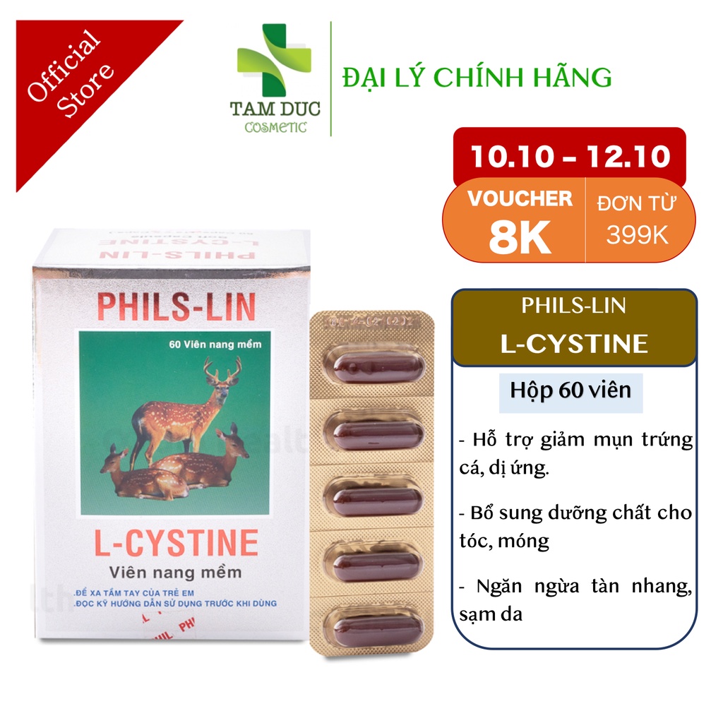 L-CYSTINE 500mg PHILS LIN - Bổ sung dưỡng chất cho da, tóc, móng  hộp 60 viên