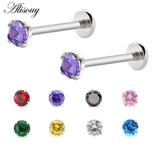 Alisouy 1 Chiếc 16G Thép Tragus Helix Sụn Bông Tai Hỗn Hợp Pha Lê Bông Tai Pircings Stud Labret Trang Sức Cơ Thể Xuyên