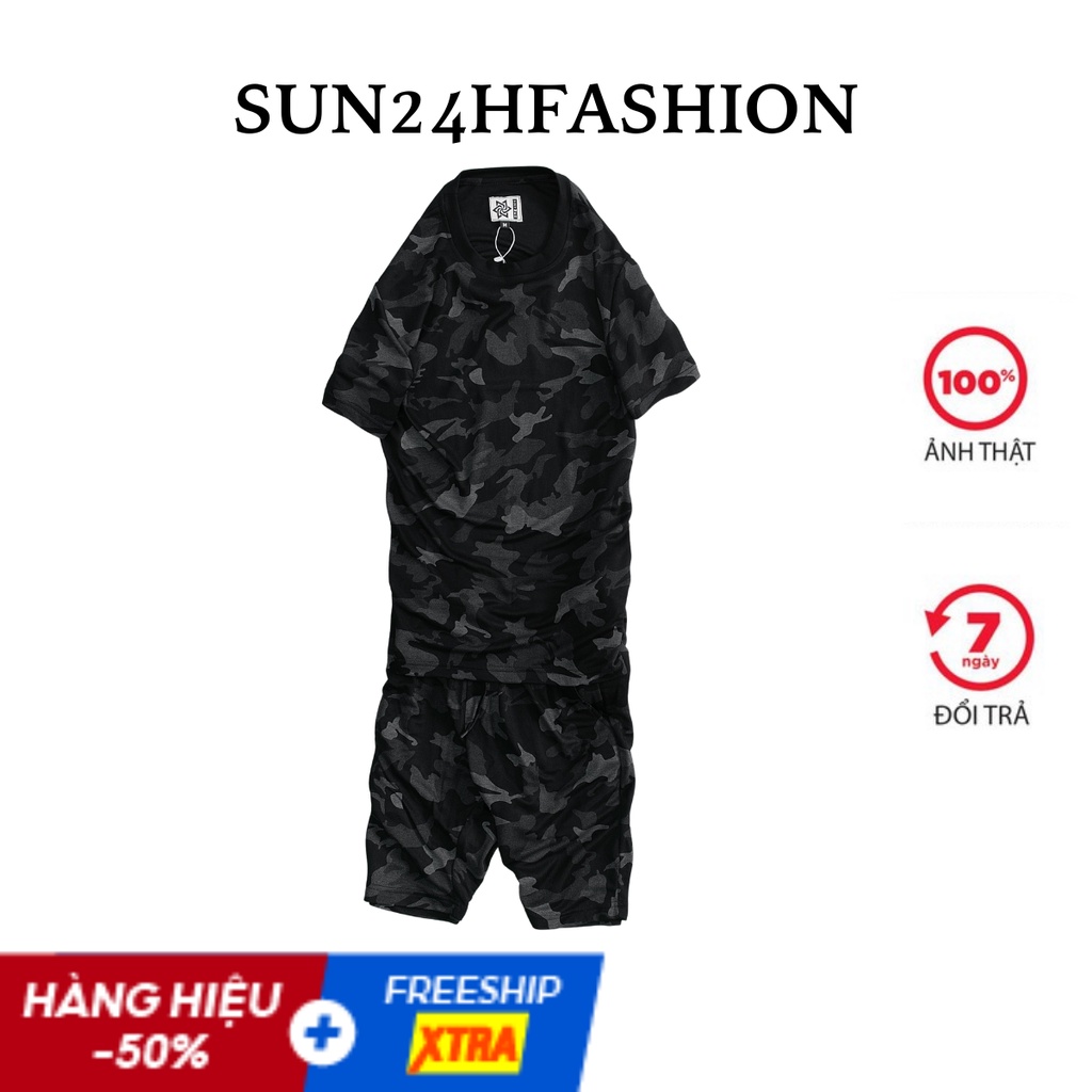 Bộ quần áo thun nam nữ unisex hoạ tiết camo chất liệu cotton lụa mát mẻ, co giãn phù hợp cho mùa hè đi chơi