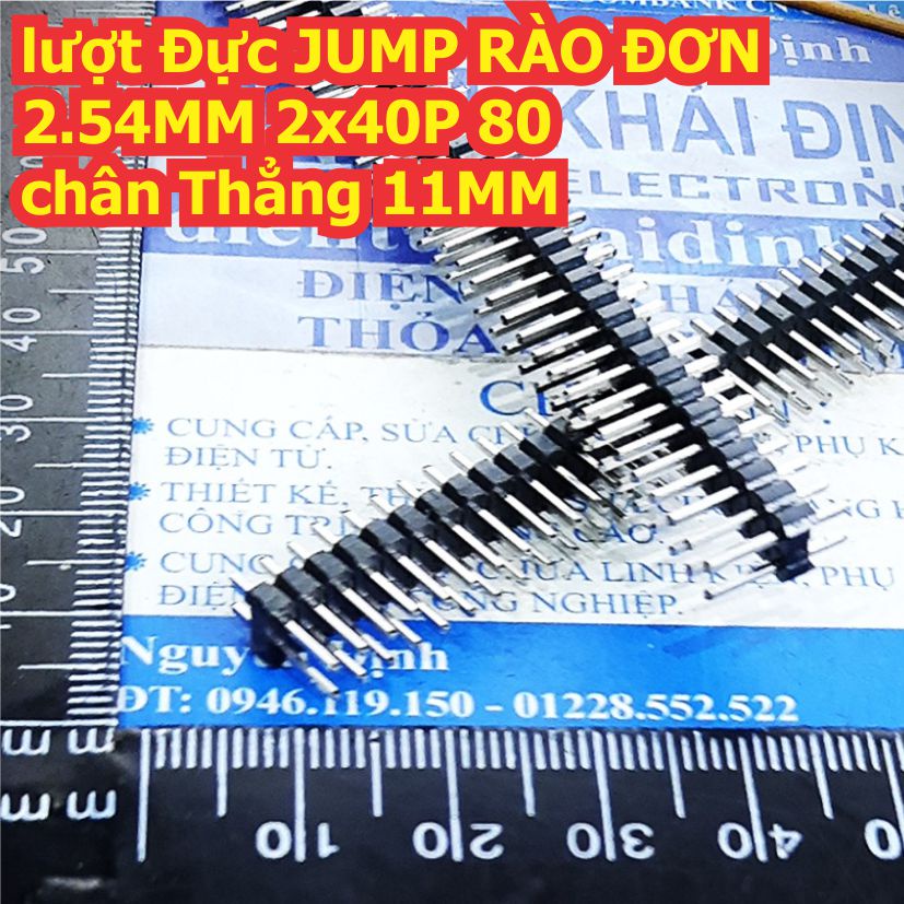 10 cái lượt đực đôi 2.54MM 2x40P Thẳng cao 11mm, đen, rào đực đôi, jump đôi kde3022