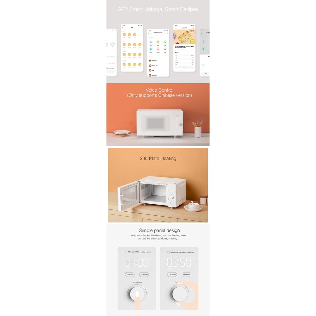 Lò Vi Sóng Thông Minh Xiaomi 20L 1150W công suất cao sang trọng điểu khiển qua app giá rẻ gia đình
