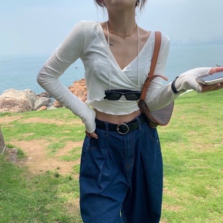 Áo croptop kiểu cột eo, Áo thun gân cột eo kiểu kimono