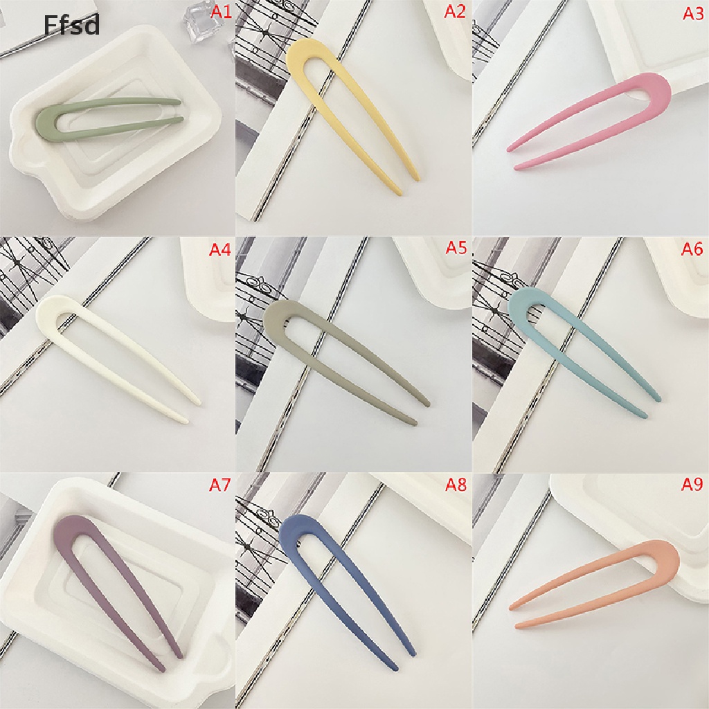 1 Kẹp Tóc Nhựa Hình Chữ U Màu Trơn Đơn Giản Thời Trang Cho Nữ