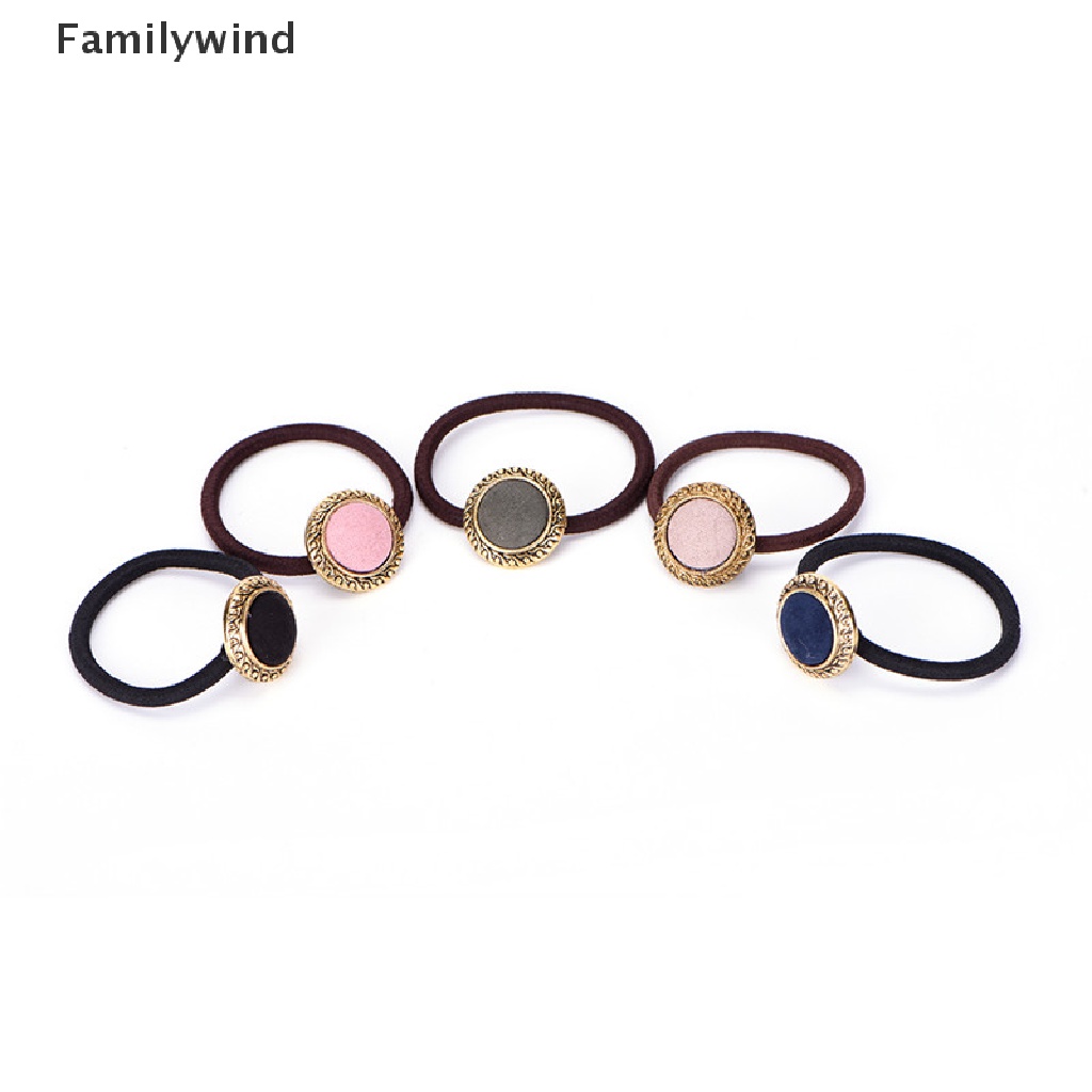 Băng Đô Cài Tóc Co Giãn Đính Nút Phong Cách Vintage Cho Nữ