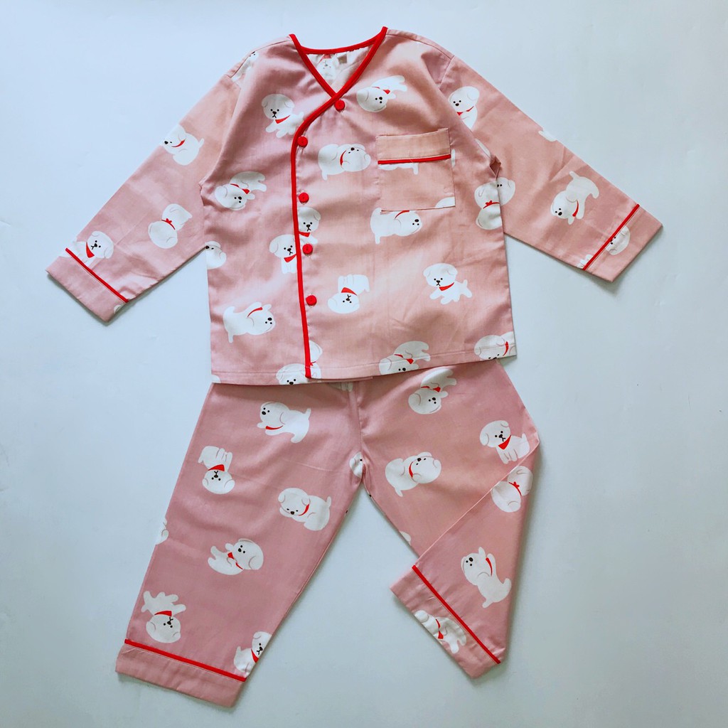 Pijama cho bé Thô cotton mềm mịn hút mồ hôi - Cún dễ thương 10-45kg