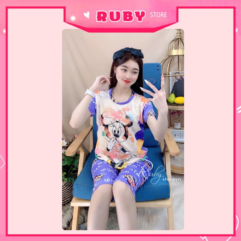 Đồ bộ nữ mặc nhà in hình Minnie đáng yêu chất thun mềm mịn Free Size Dưới 47KG  ❤ Rubystorevn