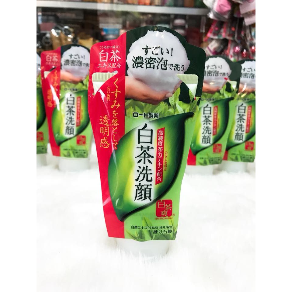 Sữa rửa mặt trà xanh Rohto Shirochasou Green Tea Foam 120g hàng nội địa Nhật Bản