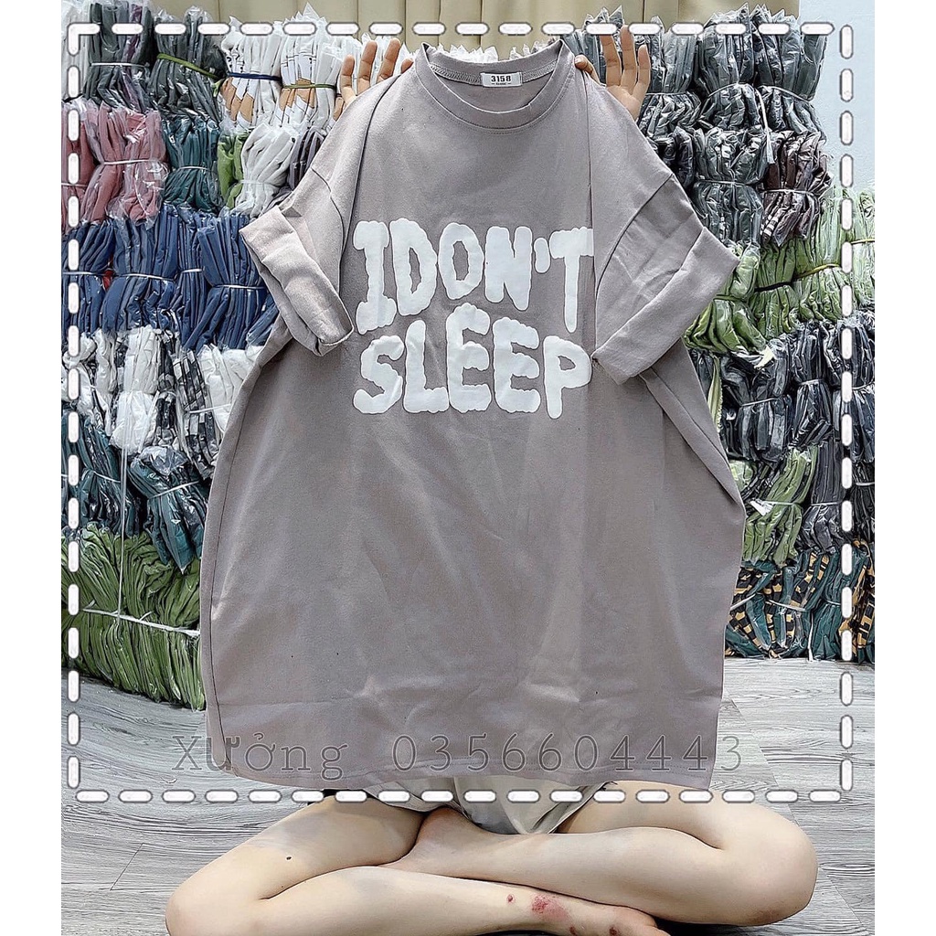 Áo Thun In Chữ IDON'T SLEEP Chất Cotton Su, Áo Phông Form Oversize Thời Trang Học Sinh