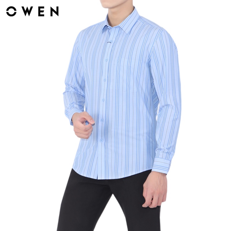 Áo sơ mi dài tay nam Owen Bamboo Regular Fit Xanh - AR20698DT