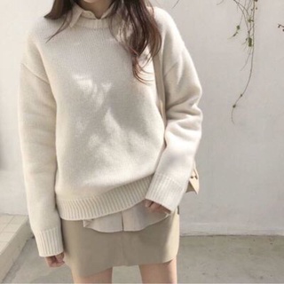 Áo len Hàn cổ tròn trơn basic dễ phối