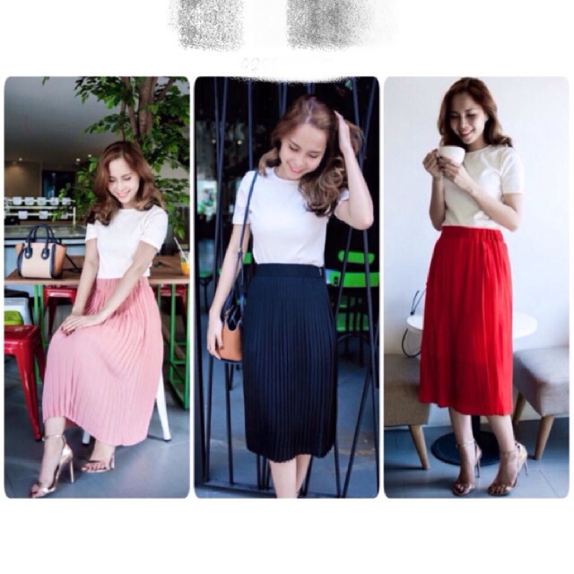 Sale chân váy maxi xếp ly