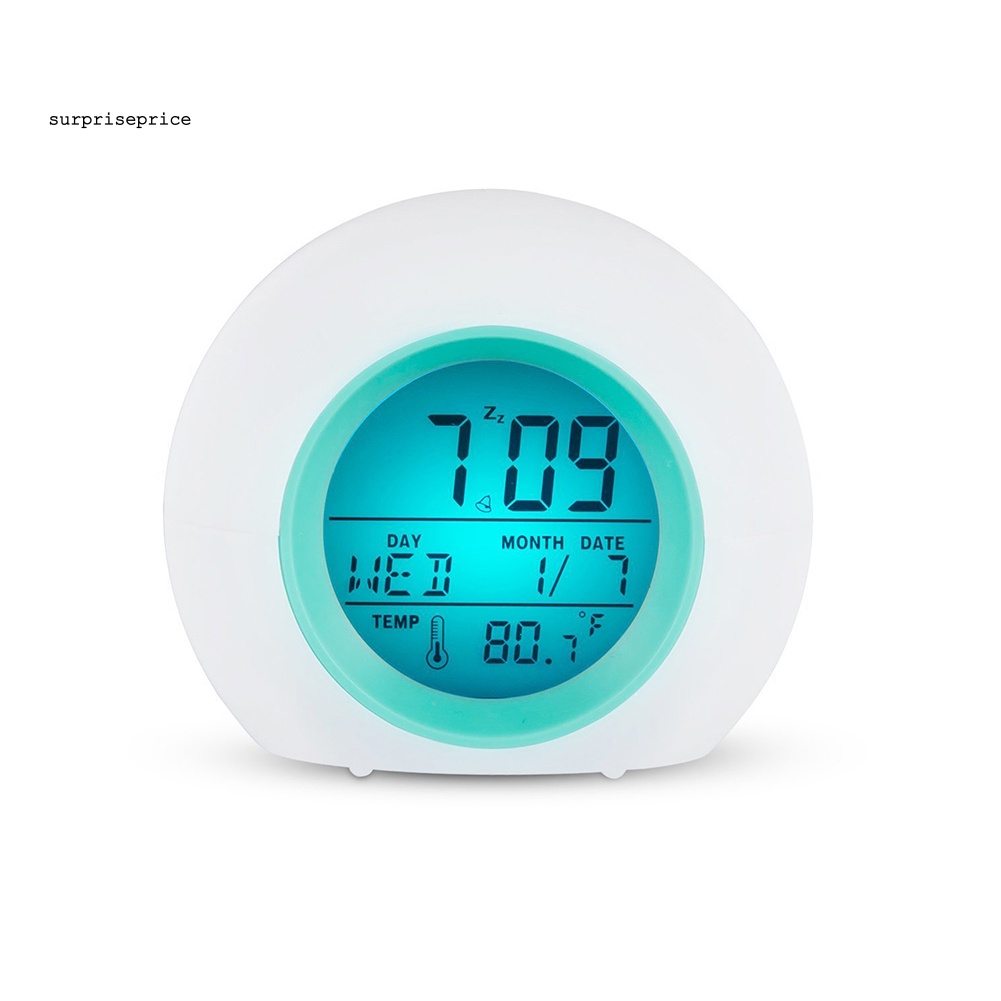 Đồng Hồ Báo Thức Có Đèn LED Hình Tròn Hiển Thị Nhiệt Độ