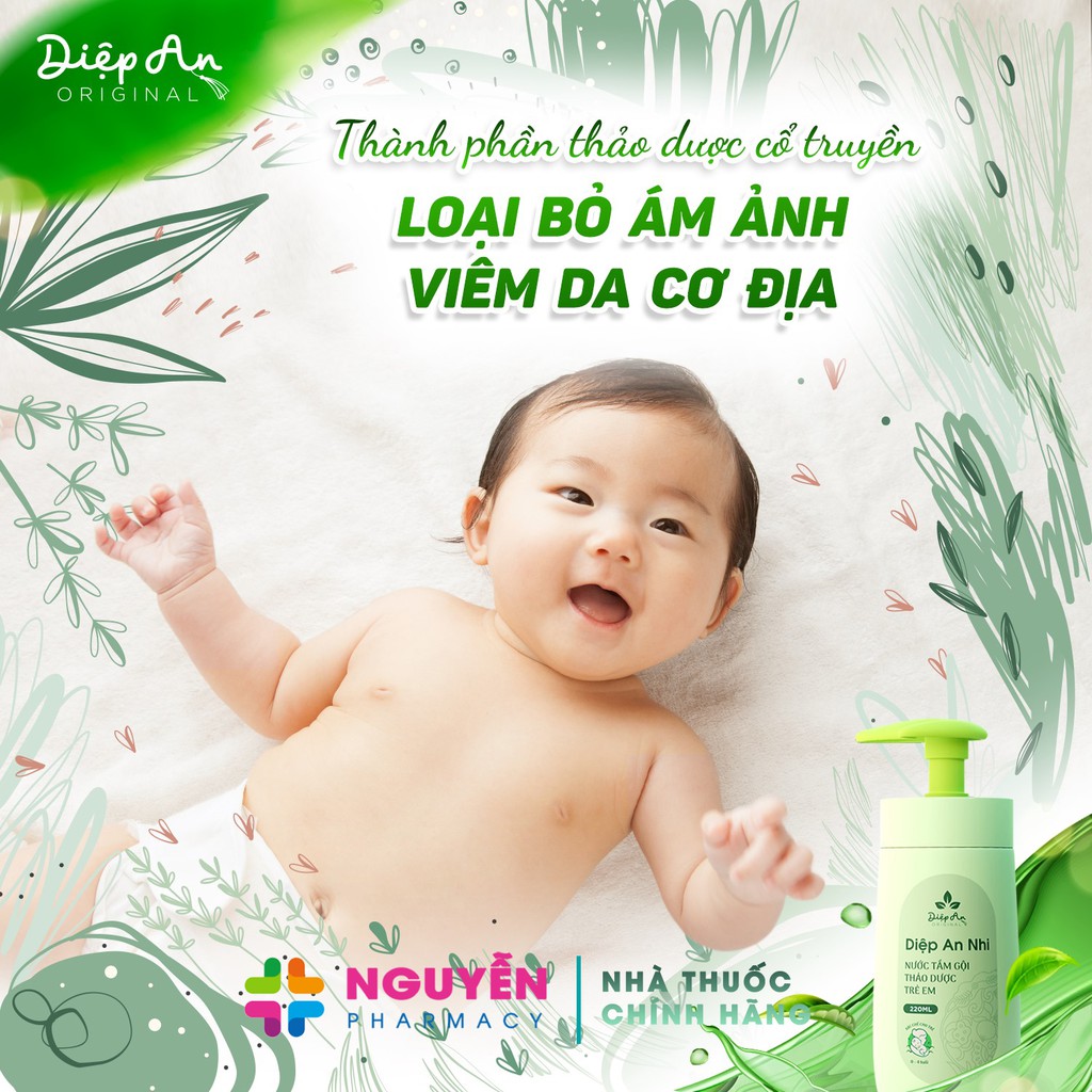 [CÔNG TY] Nước tắm gội thảo dược trẻ em Diệp An Nhi 220ml - Cho bé từ 0 đến 4 tuổi