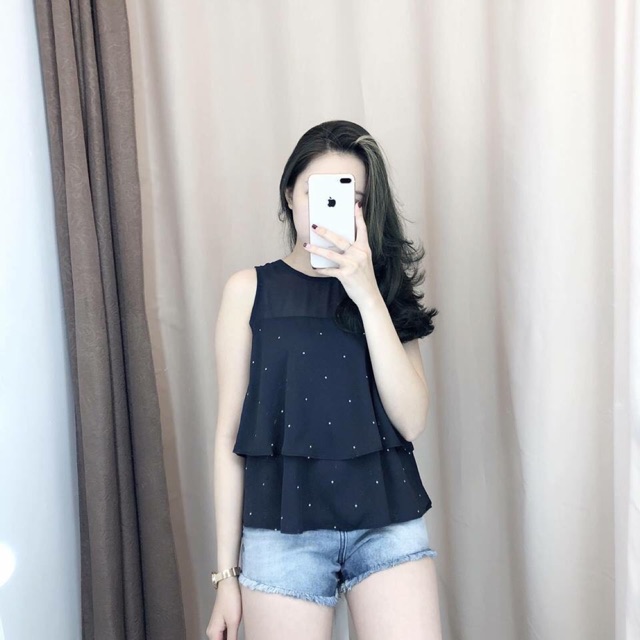 Áo sát nách chấm bi