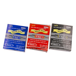 [MUA SỈ GIẢM 10%] [COMBO 4 CÂY] Bút lông dầu 2 đầu HADA (xanh, đỏ, đen)