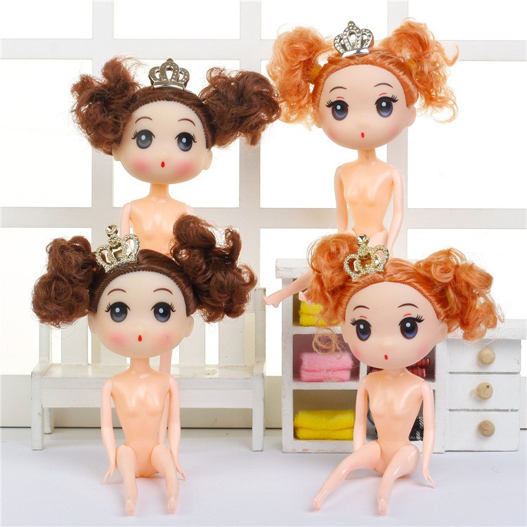 Búp bê chipi [FREESHIP] Búp bê chipi nhựa 12 cm, 18 cm, vương miện, váy tóc dài -  trang trí bánh