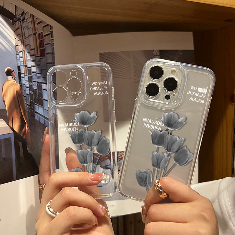 Ốp Điện Thoại TPU Trong Suốt Hình Hoa Tulip 6 Cho iPhone 13 12 11 Pro Max 13 Mini X XR XS Max SE 2020 2022 6 6S 7 8 Plus