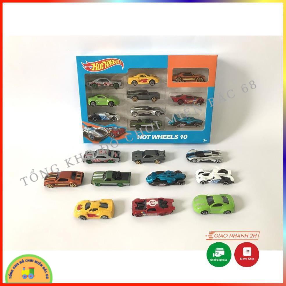 Đồ chơi Hộp 10 xe ô tô sắt Hot wheel siêu xe đồ chơi chạy bánh đà cực đẹp cho các bé trai TKMB68