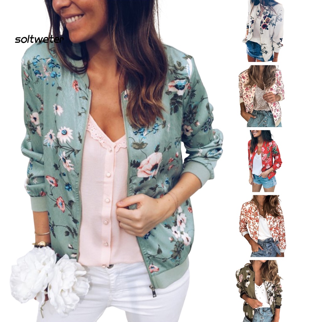 Áo Khoác Cổ Đứng In Họa Tiết Hoa Thời Trang Mùa Xuân Cho Nữ