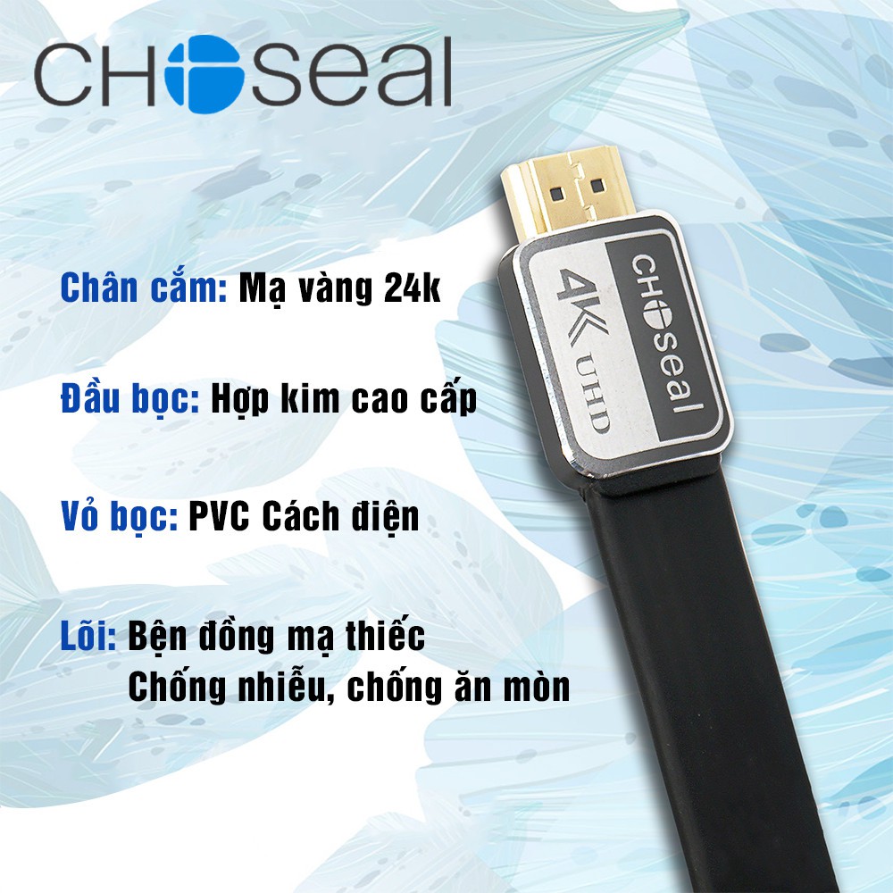 【Chính hãng】Dây Cáp HDMI CHOSEAL 2.0/4K  loại dẹt  15m, 20m, tivi, máy tính, BẢO HÀNH 2 NĂM