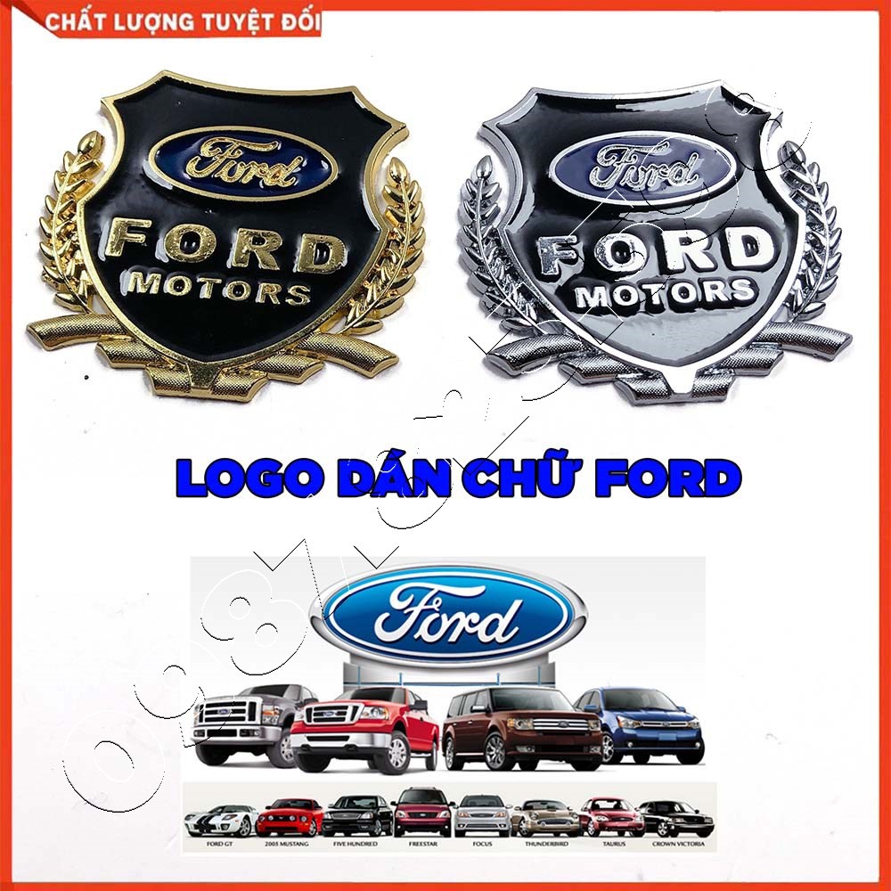 Logo Chữ FORD Kim Loại - Logo Bông Lúa Chữ Ford Trang Trí