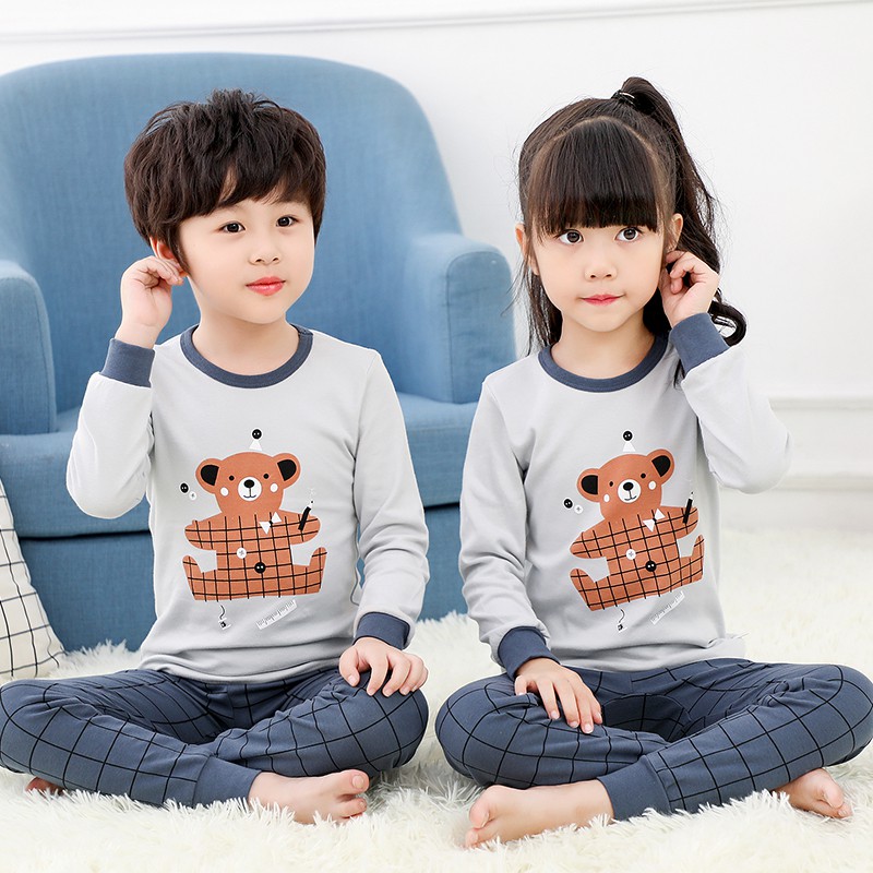 Bộ đồ Ngủ Cotton Họa Tiết Hoạt Hình Dễ Thương Cho Trẻ Em